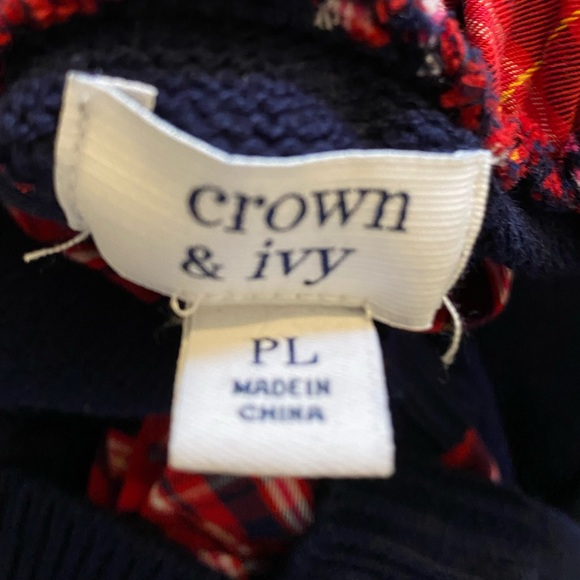 Crown & Ivy sweater. With contrasting pleated neckline & cuffs. Petite large - Picture 7 of 9